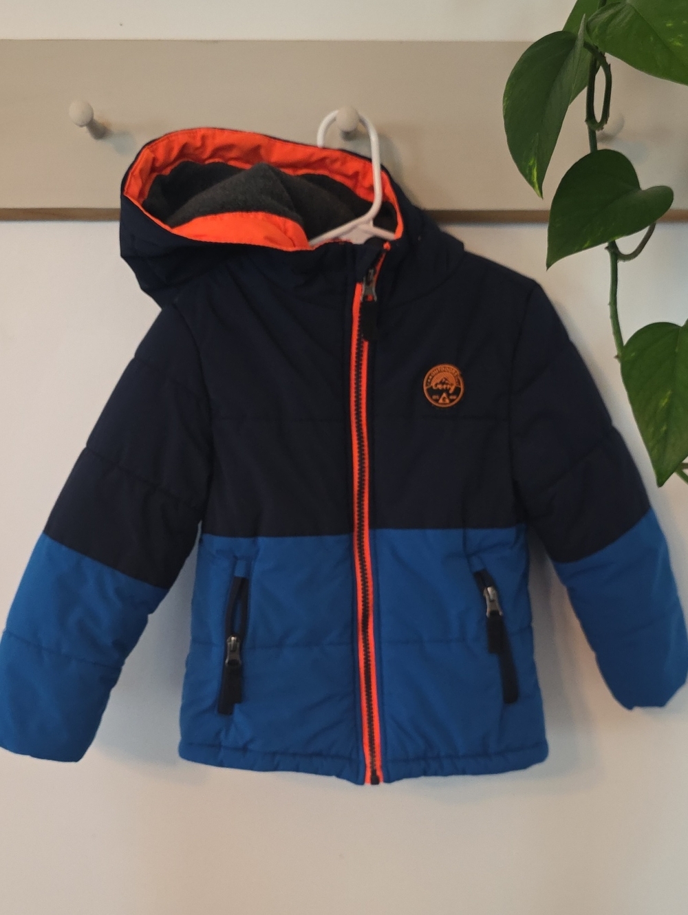 Gerry  Kids Colorblock Hooded Puffer Jacket - Navy, Bright Blue & Orange